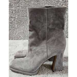 NEW Sam‎ Edelman Jaye River Grey Suede Block Heel Platform Ankle Boots Sz 11